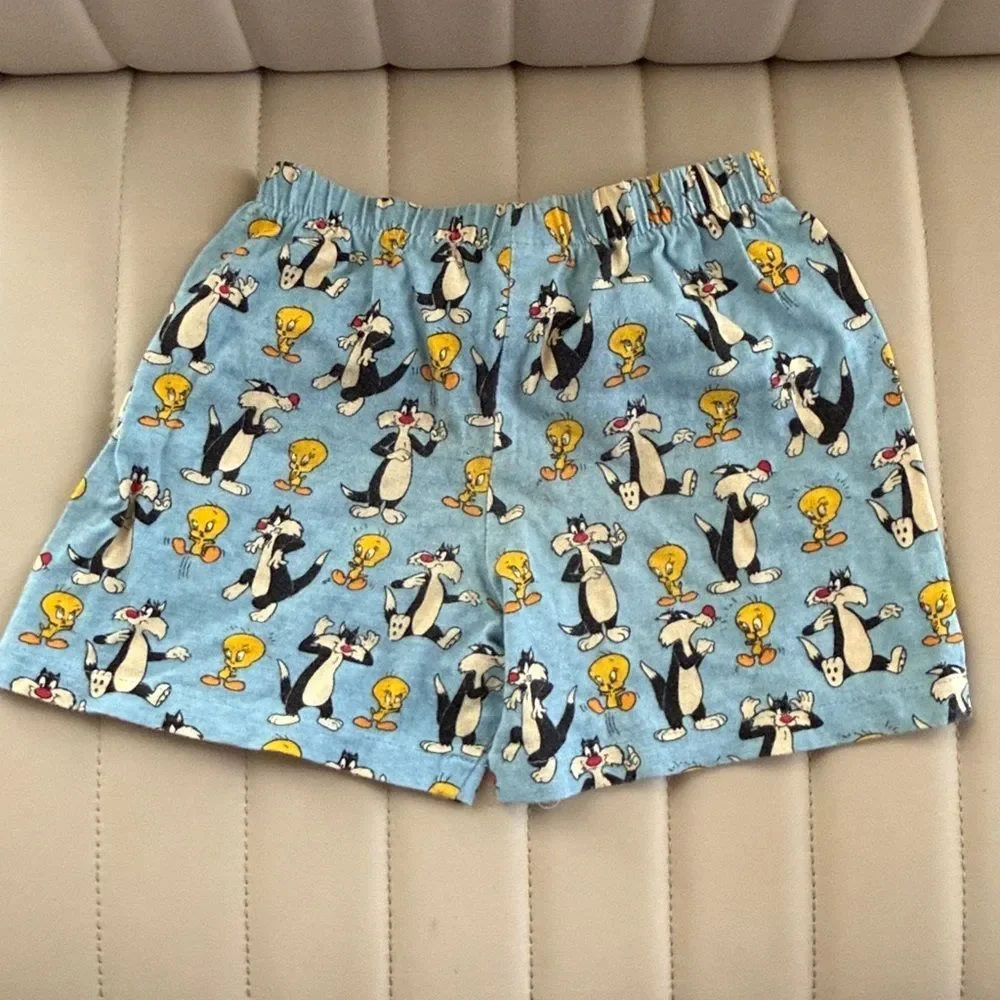 Vintage Warner Bros. Looney Tunes Blue Character Shorts kids 5/6 90s Y2K